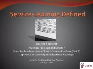 Service-Learning Defined