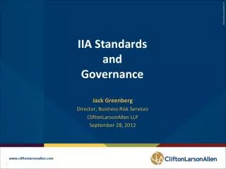 IIA Standards and Governance