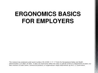 ERGONOMICS BASICS FOR EMPLOYERS