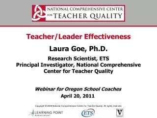 Webinar for Oregon School Coaches April 20, 2011