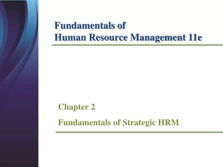 chapter 2 fundamentals of strategic hrm