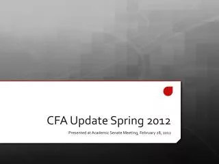 CFA Update Spring 2012