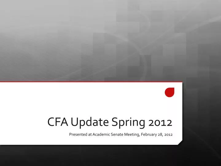 cfa update spring 2012