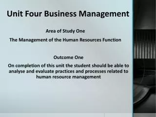 Unit Four Business Management