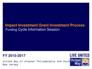 Impact Investment Grant Investment Process