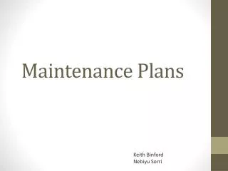 Maintenance Plans