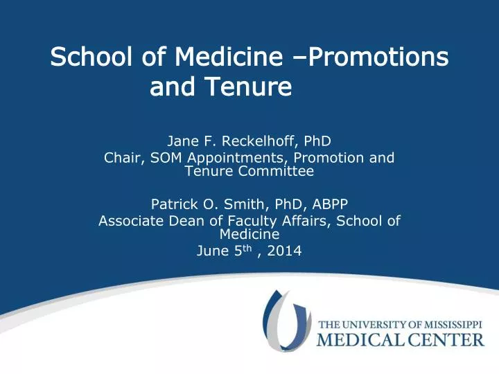 school of medicine promotions and tenure