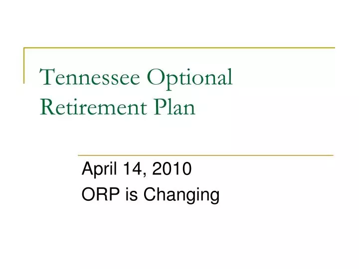 tennessee optional retirement plan