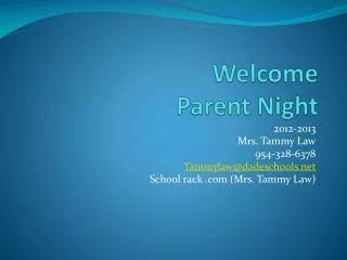Welcome Parent Night