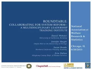 Roundtable: Collaborating for System Reform-- A Multidisciplinary Leadership Training Institute
