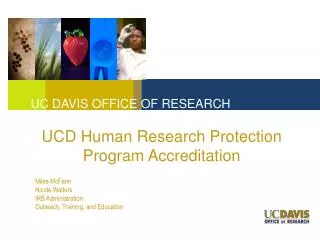 UCD Human Research Protection Program Accreditation
