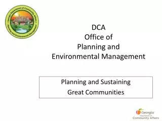 DCA Office of Planning and Environmental Management