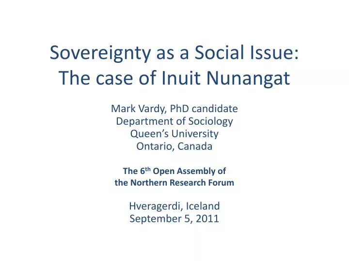 sovereignty as a social issue the case of inuit nunangat
