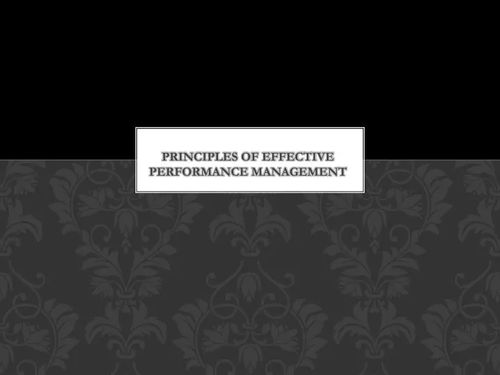 principles of effective performance management