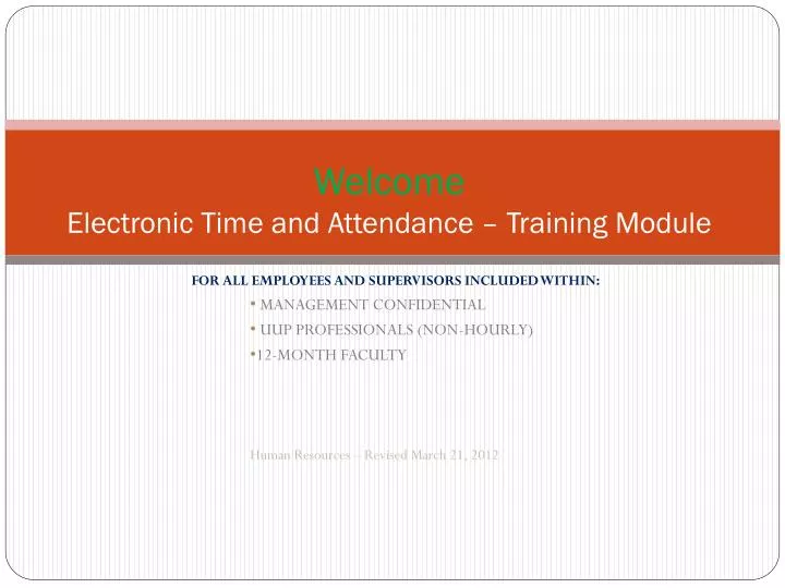 welcome electronic time and attendance training module