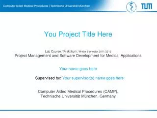 Lab Course / Praktikum : Winter Semester 2011/2012 Project Management and Software Development for Medical Applicatio