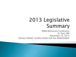 2013 Legislative Summary