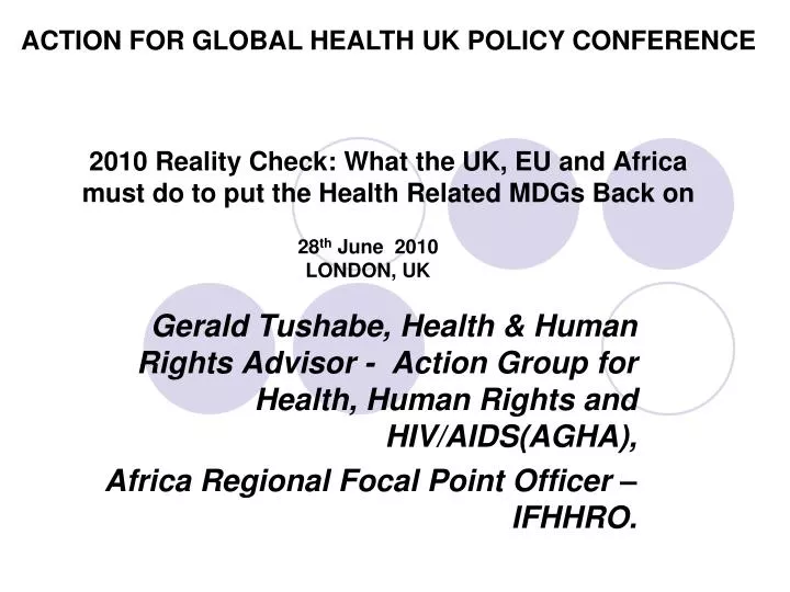 2010 reality check what the uk eu and africa must do to put the health related mdgs back on