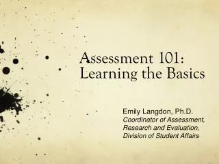 Assessment 101: Learning the Basics