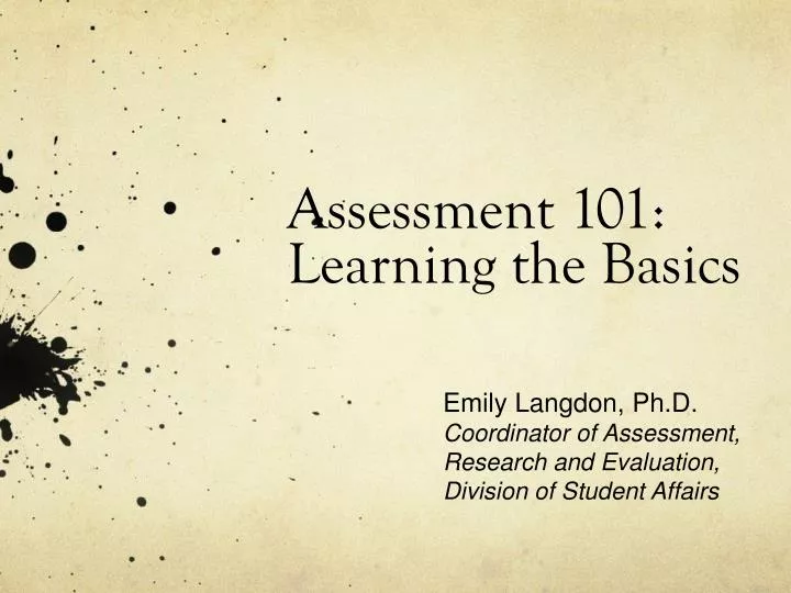 assessment 101 learning the basics