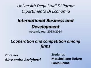 International Business and Development Accemic Year 2013/2014