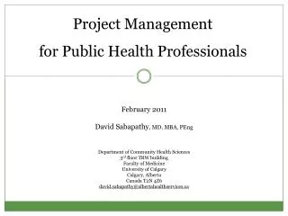 Project Management for Public Health Professionals