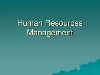 Human Resources Management