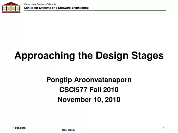 approaching the design stages