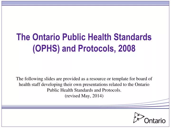 the ontario public health standards ophs and protocols 2008