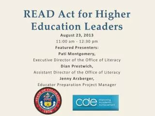 READ Act for Higher Education Leaders