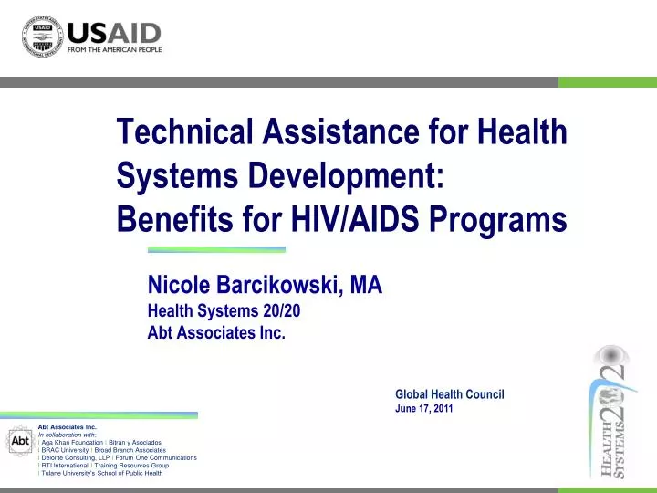 technical assistance for health systems development benefits for hiv aids programs