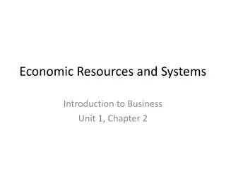 economic resources and systems