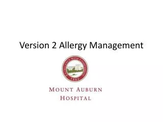 Version 2 Allergy Management