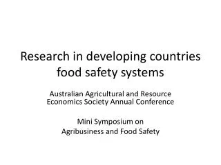 Research in developing countries food safety systems