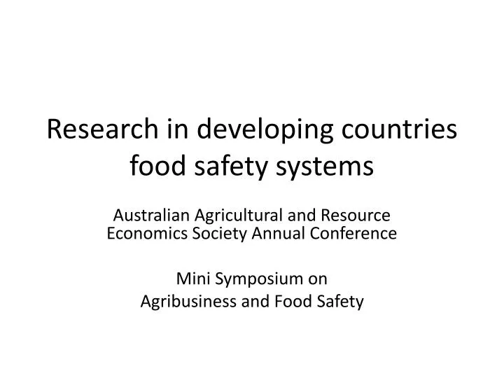 research in developing countries food safety systems