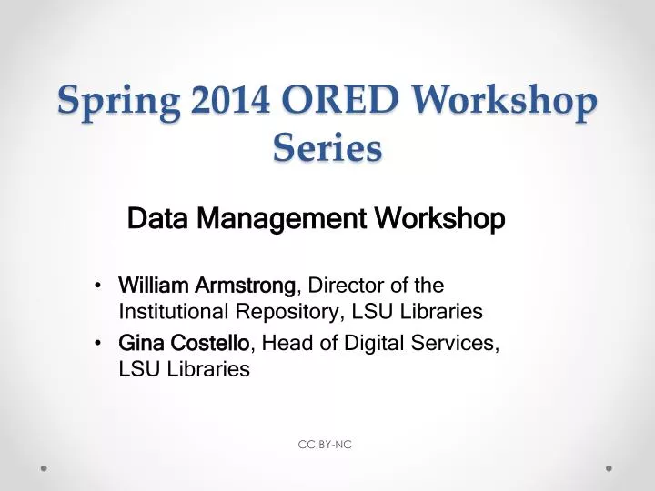 spring 2014 ored workshop series