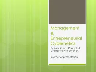 Management &amp; Entrepreneurial Cybernetics