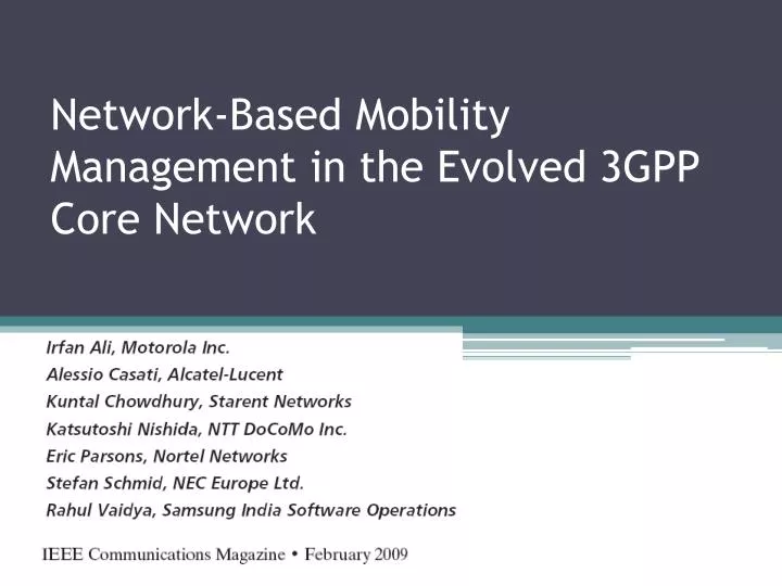 network based mobility management in the evolved 3gpp core network