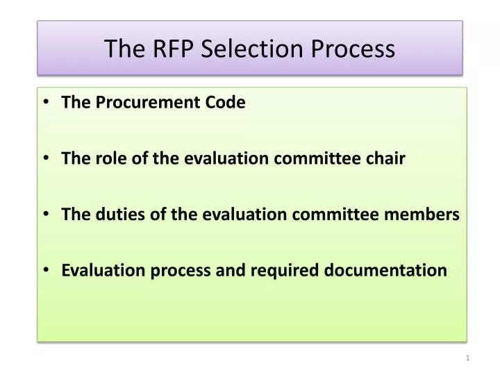 the rfp selection process