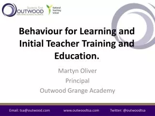Behaviour for Learning and Initial Teacher Training and Education.