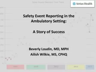 Safety Event Reporting in the Ambulatory Setting: A Story of Success Beverly Loudin, MD, MPH Ailish Wilkie, MS, CPHQ