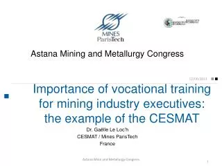 Importance of vocational training for mining industry executives: the example of the CESMAT