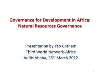 Governance for Development in Africa: Natural Resources Governance
