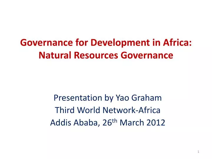 governance for development in africa natural resources governance