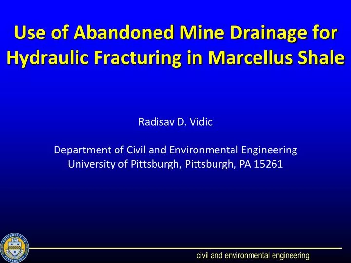 use of abandoned mine drainage for hydraulic fracturing in marcellus shale