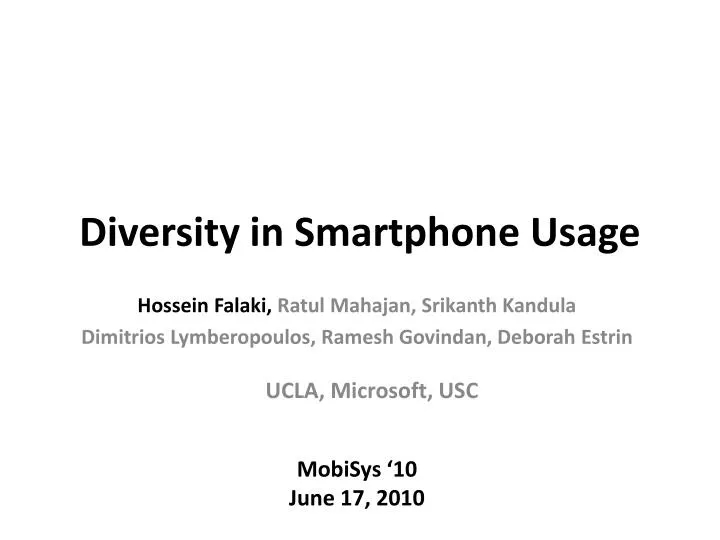diversity in smartphone usage