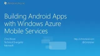 Building Android Apps with Windows Azure Mobile Services