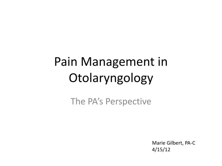 pain management in otolaryngology