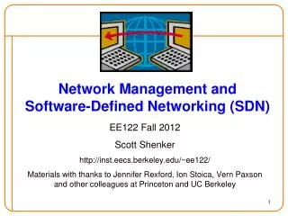 Network Management and Software-Defined Networking (SDN)