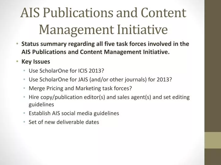 ais publications and content management initiative